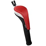 Andux Golf Schlägerkopfhüllen für Driver, 460 cc, Langer Hals rot