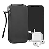 kwmobile Handytasche für Smartphones L - 6,5' - Neopren Handy Hülle Grau - Handy Tasche 16,5 x 8,9...