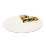 Relaxdays Pizzastein rund, Steinplatte für Pizza & Flammkuchen, Backstein für Ofen & Grill,...