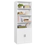 VASAGLE Custos Collection - Bücherregal, 6-stöckiges hohes Regal, Standregal mit Türen, offenes...