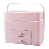 MERIGLARE Kosmetik Organizer mit Beleuchtetem Spiegel Und Fächern für Unterwegs, Rosa