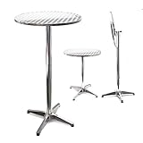 Wiltec höhenverstellbarer Stehtisch 74/114 cm Ø 60 cm, 2-in-1 Bistrotisch, Aluminium Outdoortisch,...
