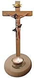 Kaltner Präsente Geschenkidee: 31 cm Kreuz Holzkreuz Kruzifix Stehkreuz aus Echtholz Fichte und...