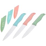 NUOBESTY 3 Stück Keramik Obstausstecher mit Aufhängeloch 4 Zoll Kleines Obstmesser in Blau Pink...