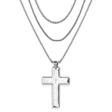 Kreuz Kette Herren, Halskette Herren mit Kreuz Anhänger, Kreuzkette mit 3 Größenersatz Kette...