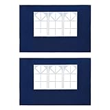 vidaXL 2X Seitenteil mit Fenster PE Blau Seitenwand für Partyzelt Pavillon