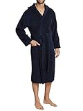 Schiesser Herren Bademantel mit Kapuze, Blau (815-navy), L