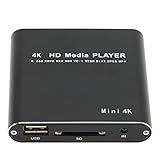 Bewinner Tragbarer 4K Media Player, 1080P HD AV USB HDMI Media Player mit Fernbedienung, Digitaler...