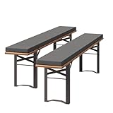 UDPATIO 2er Set Bierbankauflagen mit Bezug 180 x 25 x 4 cm,XL Waschbare auflagen bierzeltgarnitur...