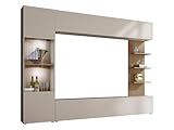 Wohnwand Lazando, Anbauwand, Mediawand, Schrankwand bestehend aus Hängeschrank, Vitrine,...