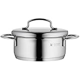 WMF Mini Kochtopf klein 12cm, Metalldeckel, Bratentopf Induktion 0,7l, Cromargan Edelstahl poliert,...