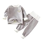Generisch 2025 Kinder Thermo-Unterwäsche Pyjama Set Jungen Mädchen Langarm Baby Plus Fleece...