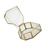 FOMIYES Herzförmige Glas Schmuckbox Retro Stil Kupferrahmen Stilvolle Aufbewahrung für Ohrringe...