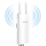 WONLINK Outdoor WLAN Access Point, Dualband AC1200 WLAN Repeater Booster mit 2X Gigabit PoE Ports,...