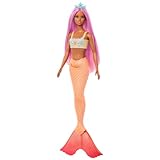 Barbie Meerjungfrau-Puppe mit fantasievollem Haar in Pink mit Haarband, Puppe mit Seestern-Oberteil...