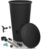YourCasa Regentonne 200 Liter [inkl. Anschlusset & Bohrer] Regenfass Wetterfest aus Kunststoff mit...