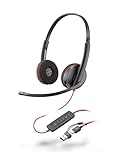Poly Blackwire 3220 schnurgebundenes USB-C-Headset, Noise Cancelling-Mikrofon, Stereo-Design,...