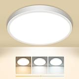 slochi Deckenlampe LED Deckenleuchte Flach, 3Farben - 3000K/4000K/6500K, IP44 Wasserfest Rund...