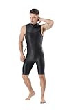 taucheranzug 2mm Neoprenanzug Shorty for Herren Schwarz Einteiliger Ärmelloser Tauchanzug(M)