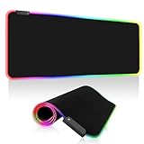 Gaming Mauspad RGB, 800x300mm, XXL Gaming Mousepad groß, 14 Beleuchtungs Modi 7 LED Farben...