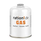 Gaskartusche 450 g von ration1, EN 417 Schraubkartusche, Ventilkartusche, Butankartusche mit Gewinde...
