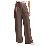 Stoffhose Anzughose Damen Leinenhose Sommer Elegant Palazzo Hose Locker Gerade Geschnittene...