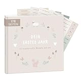 mintkind® Babyalbum 'Mein erstes Lebensjahr' Wald + Sticker Set | Baby Fotoalbum zum...