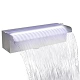 Homgoday Rechteckiger Wasserfallbrunnen LED Pool Edelstahl 30 cm