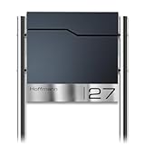 Metzler Briefkasten mit Pfosten in Anthrazit RAL 7016 Enno - Standbriefkasten mit V2A Edelstahl...