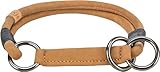 TRIXIE Zug-Stopp Hundehalsband BE NORDIC aus Leder S-M braun – bequemes Hundehalsband für kleine...
