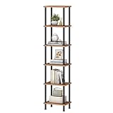 HOOBRO Bücherregal mit 6 Ebenen, Retro-Standregal, DVD-Regal, Büroregal, offene Ablagen,...