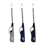3 Stück, KONSUMANY Stabfeuerzeug Gas Feuerzeug 27 cm Lang Nachfüllbar (1x Grau, 1x Blau, 1x...