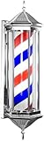 Rotating Salon Barber Shop Open Sign Pole Red White Blue Strips W/glowing Globe Light,Wall Mountable...