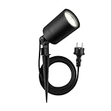 Ledvion - LED gartenlampen fur draußen strom, GU10 Fassung, Schwarz, 5W, IP65, erdspiess für...