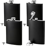 Lawei 4er Pack Flachmann mit 4 Trichter Taschenflasche Edelstahl Schnapsflasche Trinkflasche...