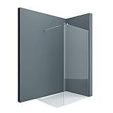 doporro Luxus Duschwand Duschabtrennung Bremen1K 80x200 Walk-In Dusche mit Stabilisator aus Echtglas...