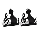 GLEAVI 2 Stück Metall Buchstützen mit Katzenmotiv rutschfest und Kratzfest Praktische Buchhalter...