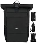 LARKSON Rucksack Herren & Damen Schwarz - No 4 - Rolltop Backpack mit Laptopfach für Uni, Arbeit &...