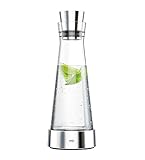 Emsa 514233 Flow Slim Glaskaraffe, mit Kühlelement, Glas, Elegantes Design, 1 Liter, Transparent,...