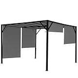 Pergola Baia, Garten Pavillon Terrassenüberdachung, stabiles 6cm-Stahl-Gestell + Schiebedach grau -...