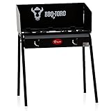 BBQ-Toro Gas Grilltisch mit Windschutz | Gusseisen Gaskocher 2 Brenner 78 x 45 x 110 cm | 12 kW |...