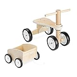 Navaris Lauflernrad aus Holz mit Anhänger - Laufrad für Kinder ab 18 Monate - Rutschauto...
