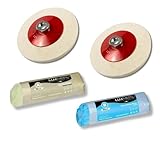 Lux Metal - Set mit 2 Polierscheiben aus Filz 100 mm mit Anschluss M14 und 2 Schleifpasten 250 g...