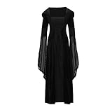 Fannyfuny Mittelalter Kleid Damen Renaissance Kleid Cosplay Dress Kurzarm Viktorianische Gothic...