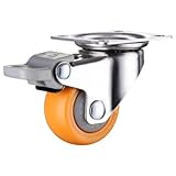 WEbjay MöBelrollen 2 Stück 1/1,25/1,5/2 Zoll Möbelrollen Räder Orange Lenkrolle Trolley Gummi...