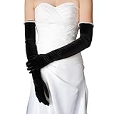 FANSHINUO Lange schwarze samtige Abendhandschuhe für Damen im Stil der 1920er-Jahre,...