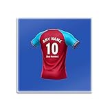 UNIGIFT Glasuntersetzer Witton Football Fan, blau, quadratisch, 4 Stück, Weinrot und blaues...