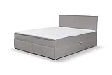 VENASI MÖBEL Gloria Boxspringbett mit Bettkästen H2/H3 Matratze und Topper Cord-Stoff (Grau, 180 x...