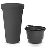 Casaria® Blumentopf 42L 63x40cm XXL Pflanzkübel Hoch Rund Kunststoff Winterfest Grau Garten...