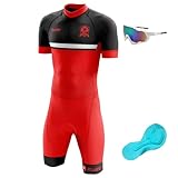 Herren Fahrrad Skinsuit, Triathlon Anzug，Radsportanzug gepolstert einteilig Trisuit Bike，Trisuit...